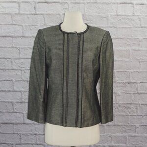 Linda Allard Ellen Tracy Cotton Linen Jacquard Blazer 6